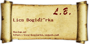 Lics Boglárka névjegykártya